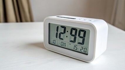 White Digital Clock on White Surface