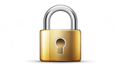 Fototapeta premium Gold Padlock on White Background