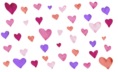 vector watercolor hearts pattern