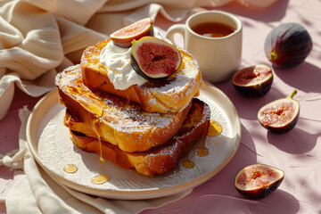 Golden French Toast with Figs and Whipped Cream – Cozy Brunch Delight