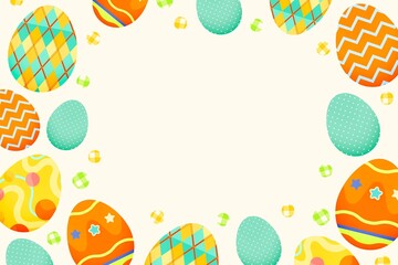 Easter patterned frame background, cute design for kids