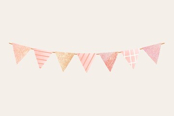 Pastel party flag, party decoration, illustration