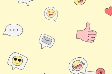 Cute pattern background, emoticon doodle