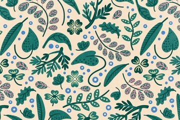 Aesthetic Leaf pattern background, nature illustration