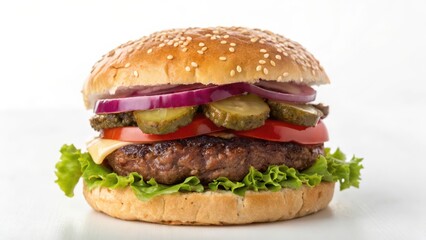 Cheeseburger on White Background