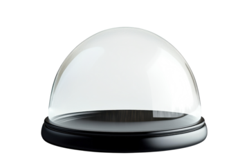 Elegant glass dome sitting on a black base, perfect for displaying collectibles in a modern setting isolated on transparent background