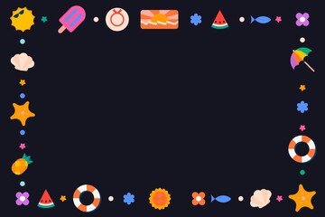 Funky summer background, doodle frame