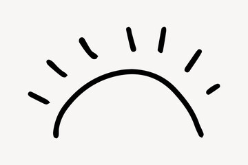 Minimalist line art of a rising sun with simple rays element