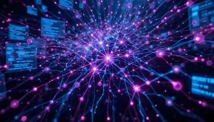 Fototapeta premium The Neural Nexus: A Glimpse into AI's Complex Network
