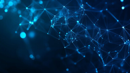 Obraz premium Abstract blue digital background. Big data visualization. Science background. Big data complex with compounds. Lines plexus. 