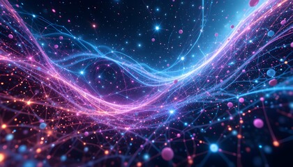 Surreal Quantum Realm with Glowing Data Streams