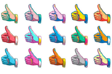 Thumbs up png sticker set, transparent background