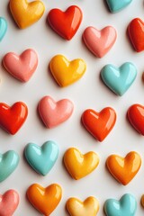 Obraz premium Vividly colored heart-shaped cookies with a sweet, delicious taste.