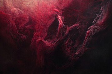 ethereal crimson smoke tendrils dancing against deep black background, dramatic lighting, mystical atmosphere with swirling patterns and rich maroon tones