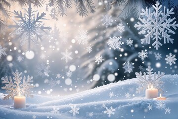 Magical Winter Background with Layered Snowflakes and Ash to Light White Gradient