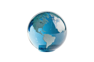 Fototapeta premium A vibrant glass globe reflecting the beauty of Earth’s continents and oceans under soft light isolated on transparent background