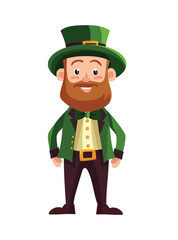 Leprechaun, St. Patrick's Day. Vector clipart illustration on isolated background.