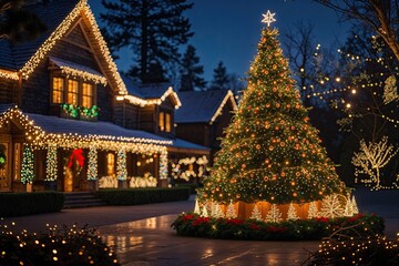 Obraz premium Magical Holiday Tree Light Show for Festive Celebrations