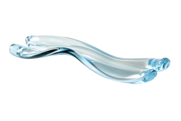 Elegant modern glass sculpture showcasing fluid shapes in a serene setting isolated on transparent background