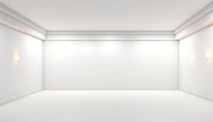 Empty white room with wall lamps, suitable for office, gallery or minimalist modern interior design