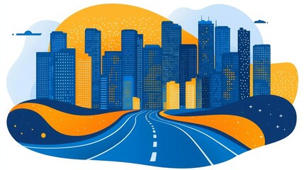 World Art Day Painting Modern Stylish urban skyline with vibrant colors.