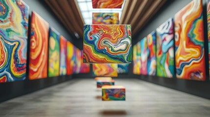Fototapeta premium World Art Day Painting Modern Vibrant art gallery showcasing modern artwork.