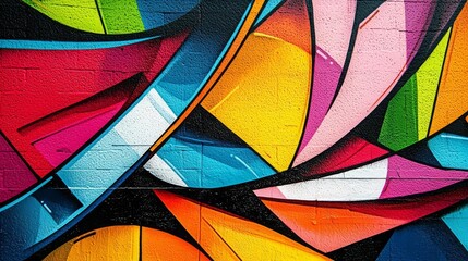 Fototapeta premium World Art Day Painting Modern Vibrant street mural with colorful patterns.