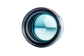 Fototapeta premium Capturing clarity through a beautifully crafted camera lens resting on a bright, reflective surface isolated on transparent background