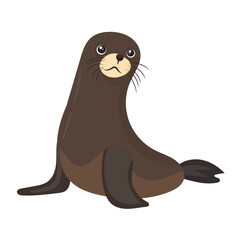 Cute animal fur seal. Vector clipart illustration on isolated background.