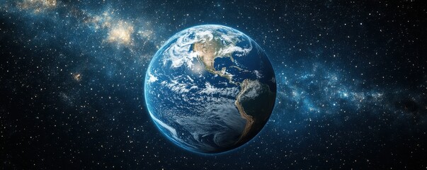 Obraz premium Stunning view of earth from space with milky way galaxy in background