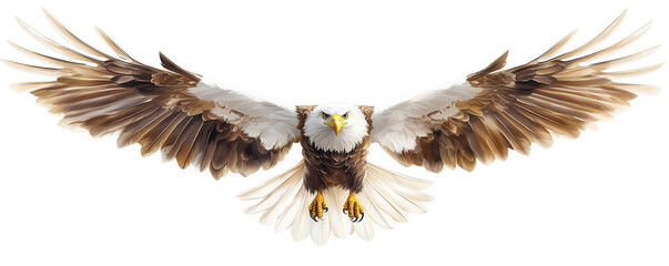 Obraz premium Majestic eagle in flight nature preserve wildlife open sky aerial view transparent background