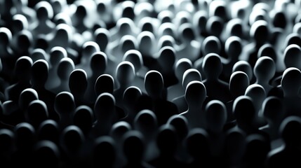 Obraz premium This striking image features a multitude of faceless figures, creating a dramatic and thought-provoking atmosphere that explores themes of individuality within a collective.
