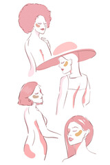 Pink feminine line art design element