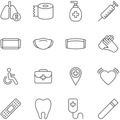 Medical and healthcare covid 19 icon set element