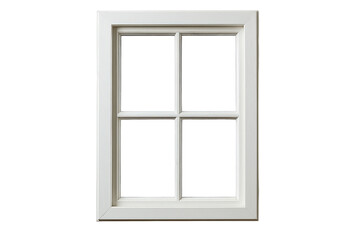 A minimalistic white window frame inviting natural light into a serene indoor space isolated on transparent background