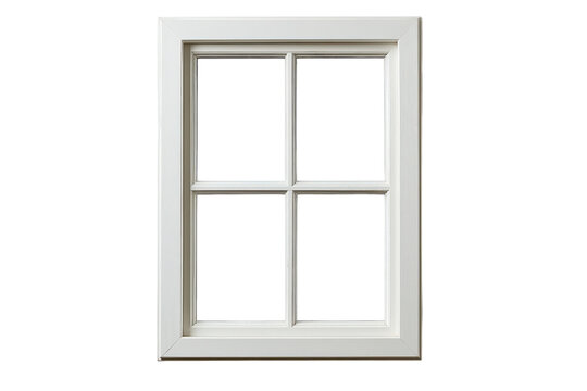 A minimalistic white window frame inviting natural light into a serene indoor space isolated on transparent background