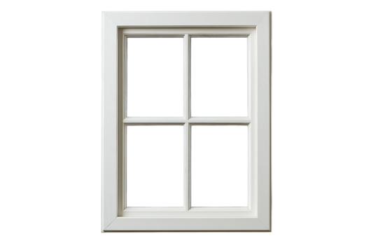 A minimalistic white window frame inviting natural light into a serene indoor space isolated on transparent background