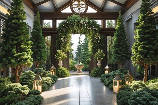 Elegant Evergreen Retreat Featuring Serene Spaces and Radiant Design