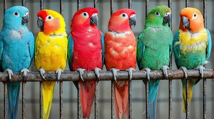 Colorful parrots in a pet shop health concerns and care tips urban environment wildlife photography
