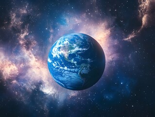 Obraz premium Stunning Earth in Space Nebula Background Wallpaper