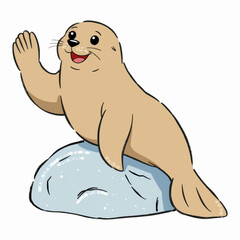 Cartoon Sea Lion Vector Illustration   Hand Drawn Scalable Playful Marine Mammal Artwork