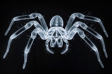 X-ray Spider: A captivating X-ray image of a spider, revealing its intricate skeletal structure and body shape against a dark background.