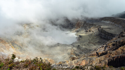 Panoramic view of Poas volcano of Costa Rica in Central America