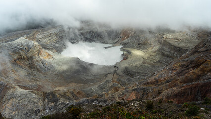 Panoramic view of Poas volcano of Costa Rica in Central America