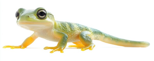 Green tree frog with big eyes on white background