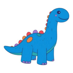 Illustration of a Small Blue Toy Dinosaur - A logo-free toy dinosaur, isolated on a white background, perfect for children’s content or toy reviews.