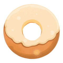 Illustration of a donut with vanilla cream filling, ideal for bakery promotions, dessert-themed content, or sweet treats illustrations.