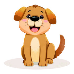 Illustration of a happy brown puppy, ideal for pet care branding, joyful designs, or animal adoption campaigns.