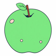 Illustration of a Fresh, Glossy Green Apple - Illustration of Green Apple. Useful for nutrition blogs and healthy food promotions.