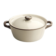 Elegant white ceramic casserole dish with brown handles and lid. Perfect for cooking, serving, and storing meals. Ideal for rustic kitchens, stylish dining, and everyday cooking needs.

